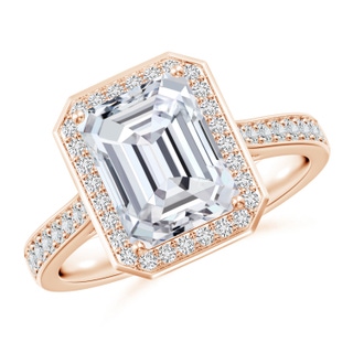 9x7mm HSI2 Emerald-Cut Diamond Halo Cocktail Ring in 10K Rose Gold
