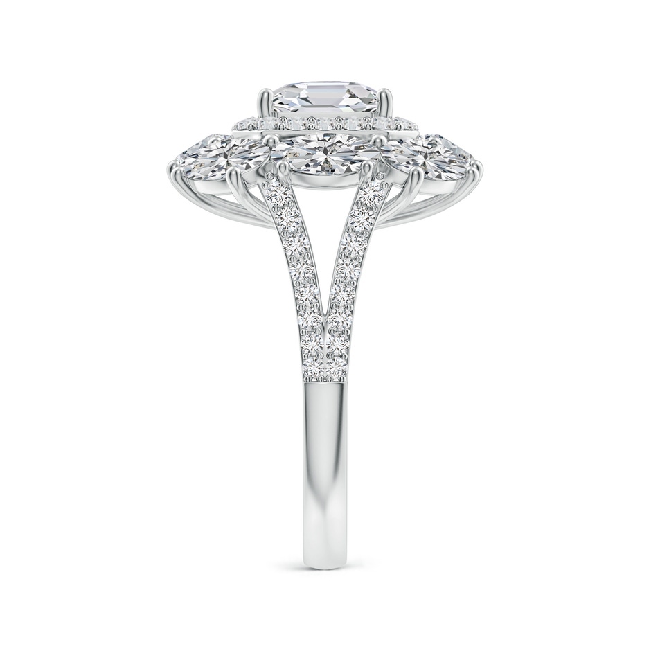 7.5mm HSI2 Asscher-Cut Diamond Split Shank Halo Cocktail Ring in White Gold side 299