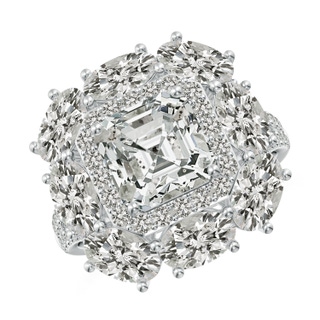 7.5mm KI3 Asscher-Cut Diamond Split Shank Halo Cocktail Ring in P950 Platinum