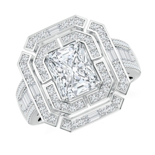 8x6mm GVS2 Radiant-Cut Diamond Double Halo Cocktail Ring in P950 Platinum