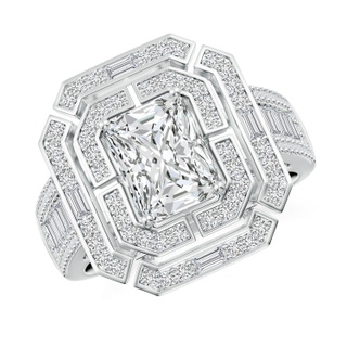 8x6mm HSI2 Radiant-Cut Diamond Double Halo Cocktail Ring in P950 Platinum