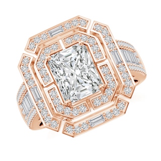 8x6mm HSI2 Radiant-Cut Diamond Double Halo Cocktail Ring in Rose Gold