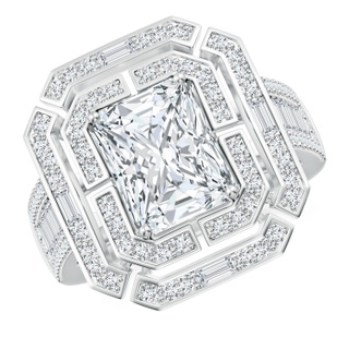 9.5x7.5mm GVS2 Radiant-Cut Diamond Double Halo Cocktail Ring in P950 Platinum