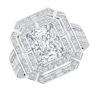 9x7mm GVS2 Radiant-Cut Diamond Double Halo Cocktail Ring in P950 Platinum