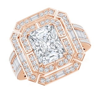 9x7mm GVS2 Radiant-Cut Diamond Double Halo Cocktail Ring in Rose Gold