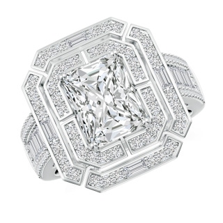 9x7mm HSI2 Radiant-Cut Diamond Double Halo Cocktail Ring in P950 Platinum