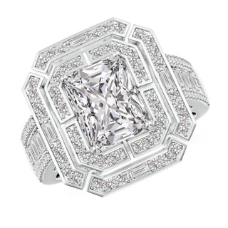 9x7mm IJI1I2 Radiant-Cut Diamond Double Halo Cocktail Ring in P950 Platinum