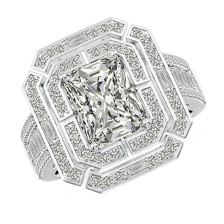 9x7mm KI3 Radiant-Cut Diamond Double Halo Cocktail Ring in P950 Platinum