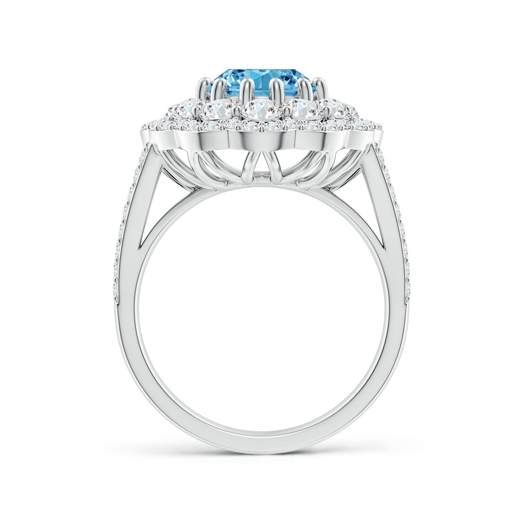 10x8mm AAAA Oval Diamond Floral Halo Split Shank Cocktail Ring in P950 Platinum - side 199