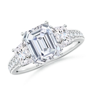 8.5x6.5mm GVS2 Emerald-Cut Diamond Reverse Tapered Shank Cocktail Ring in P950 Platinum