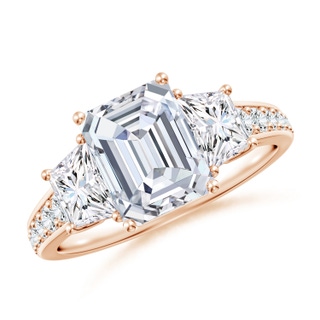 8.5x6.5mm GVS2 Emerald-Cut Diamond Reverse Tapered Shank Cocktail Ring in Rose Gold