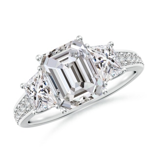 8.5x6.5mm IJI1I2 Emerald-Cut Diamond Reverse Tapered Shank Cocktail Ring in P950 Platinum