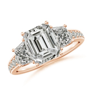 8.5x6.5mm KI3 Emerald-Cut Diamond Reverse Tapered Shank Cocktail Ring in Rose Gold