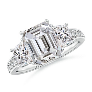 9x7mm IJI1I2 Emerald-Cut Diamond Reverse Tapered Shank Cocktail Ring in P950 Platinum