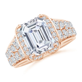 10.5x7.5mm GVS2 Emerald-Cut Diamond Twin Butterfly Cocktail Ring in 10K Rose Gold