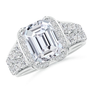 10.5x7.5mm HSI2 Emerald-Cut Diamond Twin Butterfly Cocktail Ring in P950 Platinum