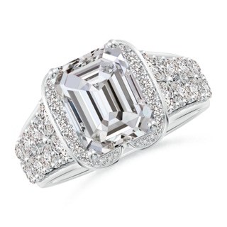 10.5x7.5mm IJI1I2 Emerald-Cut Diamond Twin Butterfly Cocktail Ring in P950 Platinum