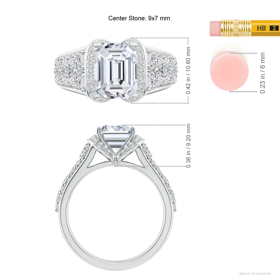 9x7mm HSI2 Emerald-Cut Diamond Twin Butterfly Cocktail Ring in White Gold ruler