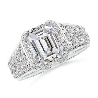 9x7mm IJI1I2 Emerald-Cut Diamond Twin Butterfly Cocktail Ring in P950 Platinum