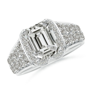 9x7mm KI3 Emerald-Cut Diamond Twin Butterfly Cocktail Ring in P950 Platinum