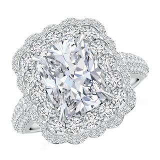 10x7.5mm HSI2 Cushion Rectangular Diamond Floral Double Halo Cocktail Ring in P950 Platinum