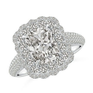 8.5x6.5mm KI3 Cushion Rectangular Diamond Floral Double Halo Cocktail Ring in P950 Platinum