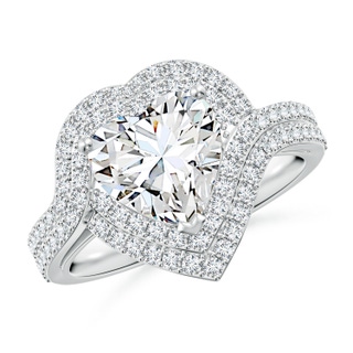 8.5mm GVS2 Heart Diamond Twin Layered Halo Cocktail Ring in P950 Platinum