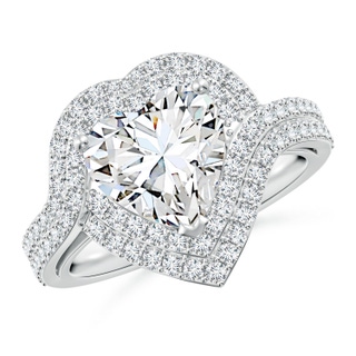 9mm GVS2 Heart Diamond Twin Layered Halo Cocktail Ring in P950 Platinum