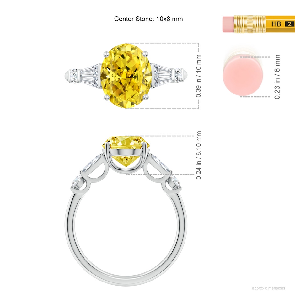 10x8mm AAAA Oval Diamond Side Stone Cocktail Ring in P950 Platinum ruler