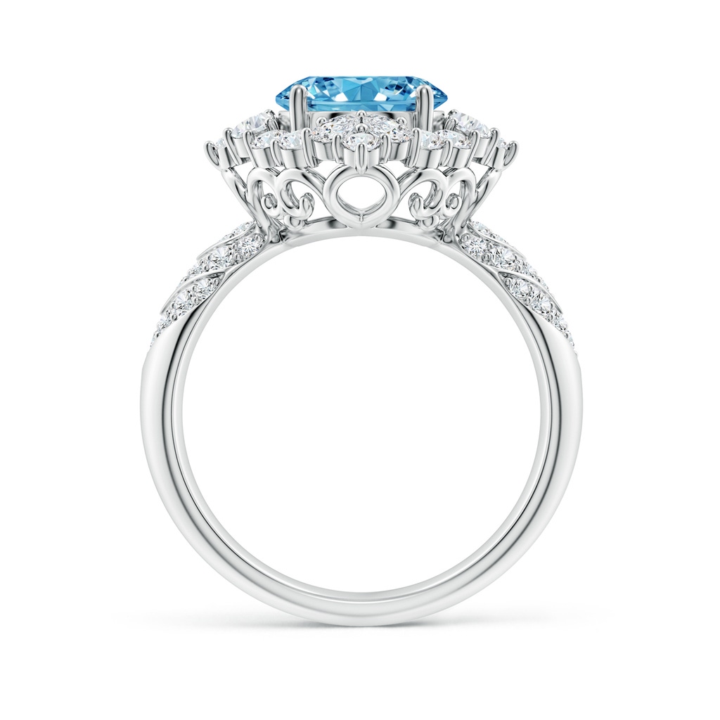 10x8mm AAAA Oval Diamond Geometrical Halo Cocktail Ring in P950 Platinum - side 199