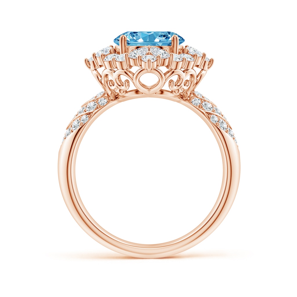 10x8mm AAAA Oval Diamond Geometrical Halo Cocktail Ring in Rose Gold - side 199