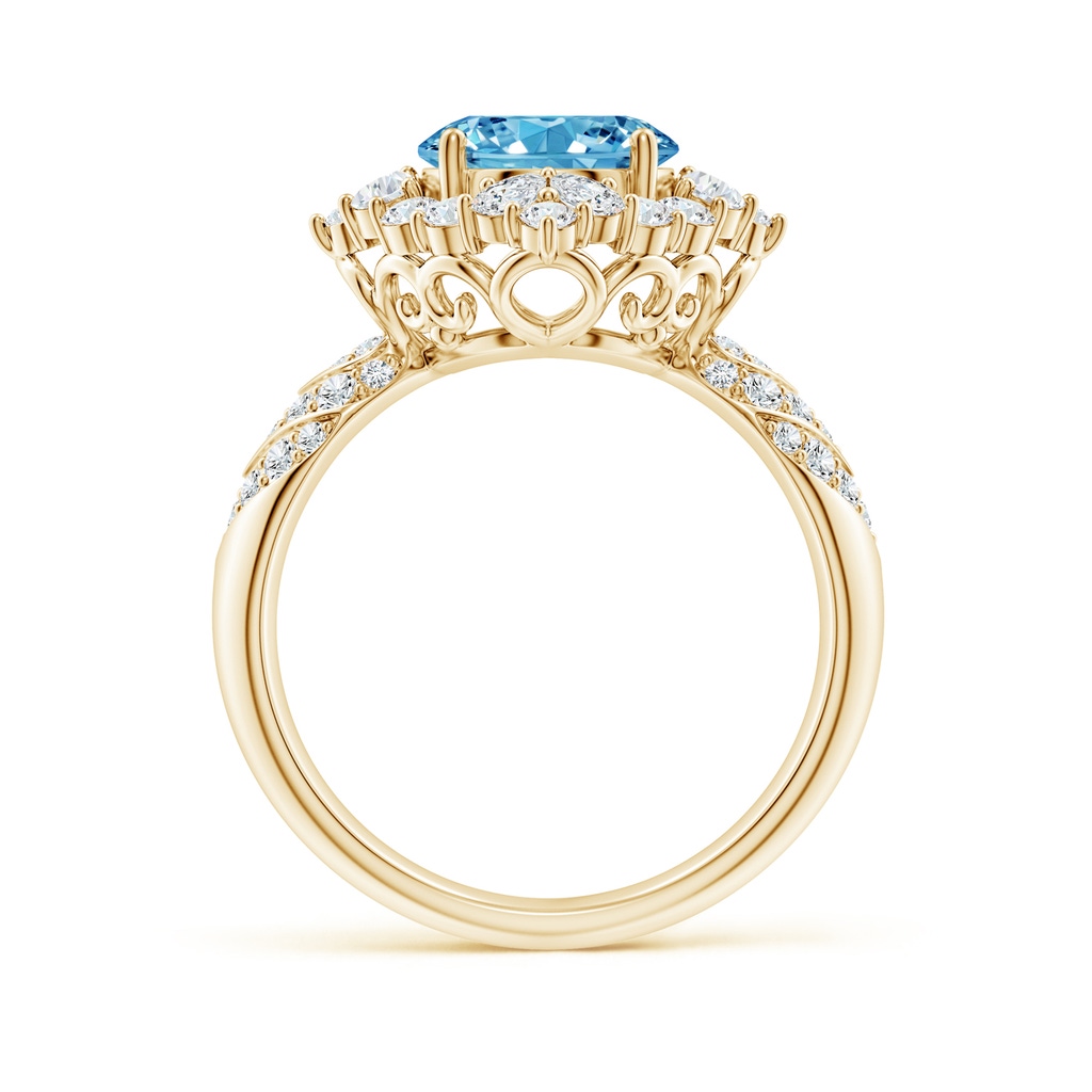10x8mm AAAA Oval Diamond Geometrical Halo Cocktail Ring in Yellow Gold - side 199