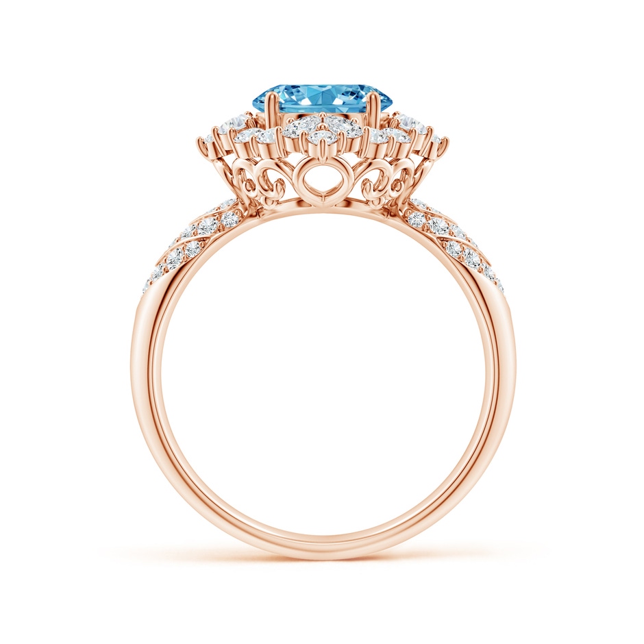 9x7mm AAAA Oval Diamond Geometrical Halo Cocktail Ring in Rose Gold side 199