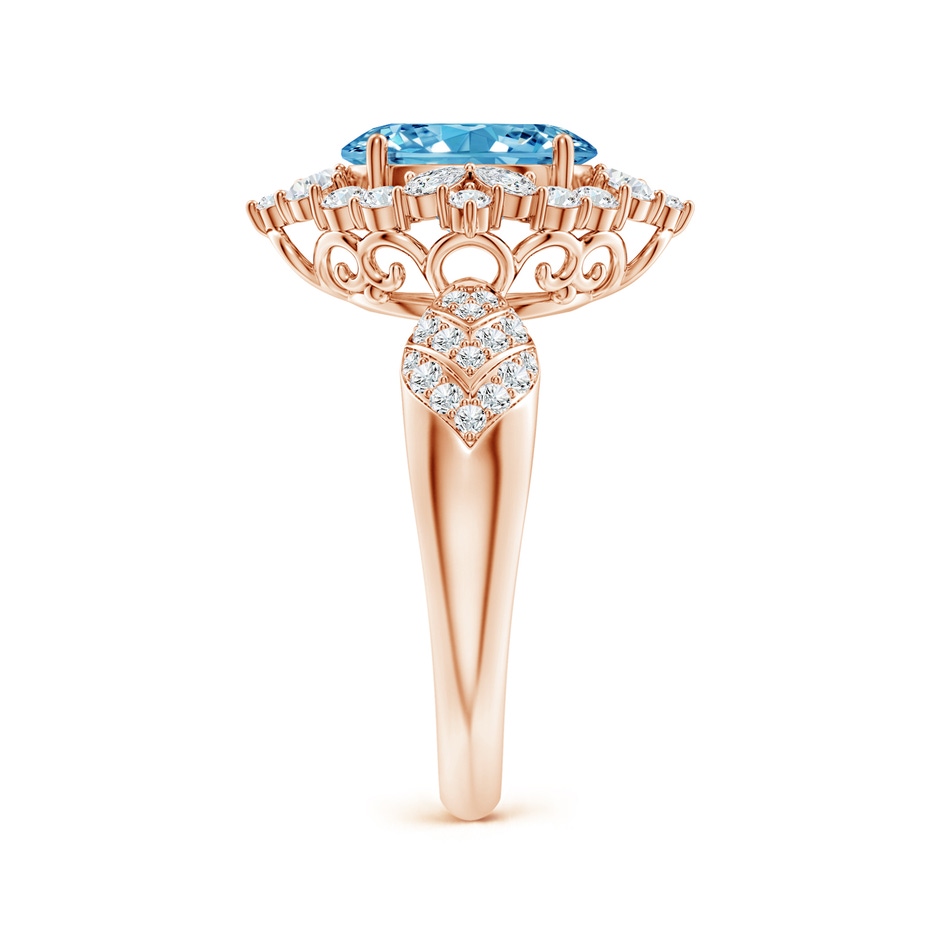 9x7mm AAAA Oval Diamond Geometrical Halo Cocktail Ring in Rose Gold side 299