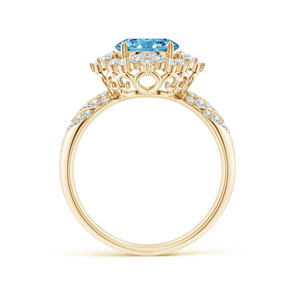 9x7mm AAAA Oval Diamond Geometrical Halo Cocktail Ring in Yellow Gold side 199