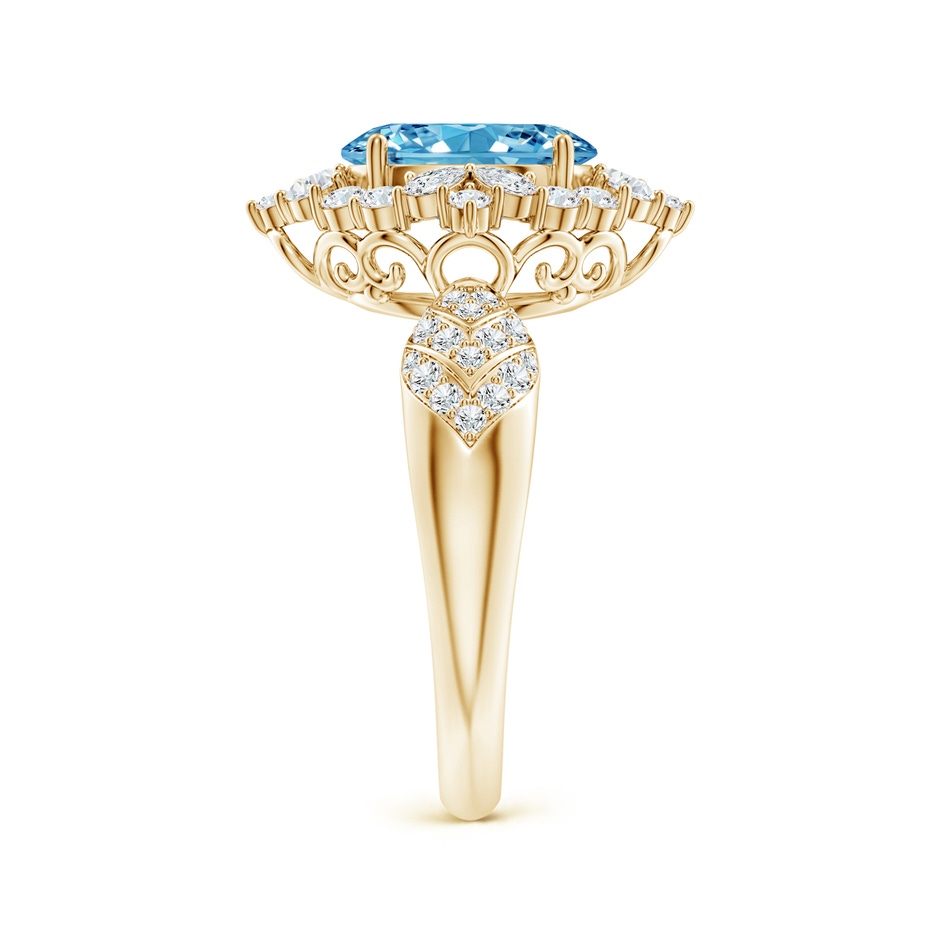 9x7mm AAAA Oval Diamond Geometrical Halo Cocktail Ring in Yellow Gold side 299