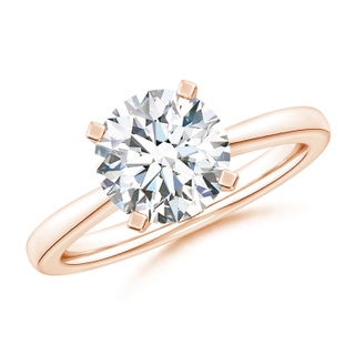 8.9mm GVS2 Round Diamond Reverse Tapered Shank Solitaire Engagement Ring in Rose Gold