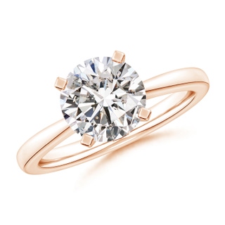 8.9mm IJI1I2 Round Diamond Reverse Tapered Shank Solitaire Engagement Ring in Rose Gold