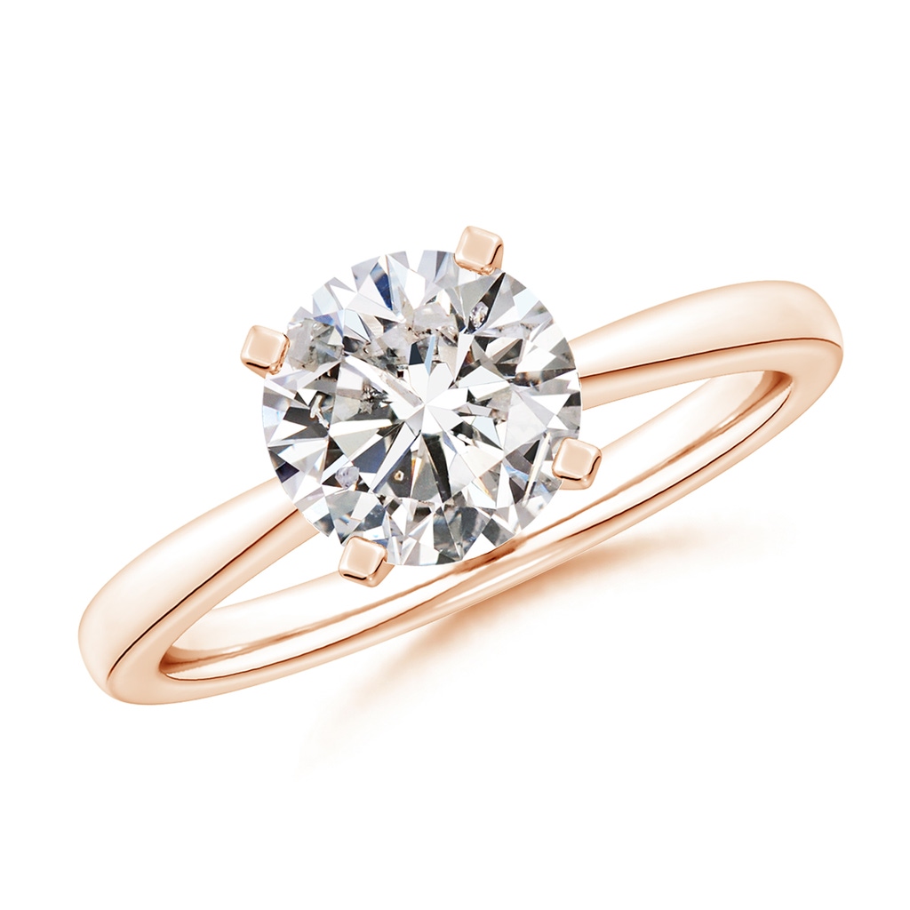 8mm IJI1I2 Round Diamond Reverse Tapered Shank Solitaire Engagement Ring in Rose Gold