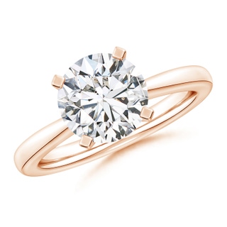 9.2mm HSI2 Round Diamond Reverse Tapered Shank Solitaire Engagement Ring in Rose Gold