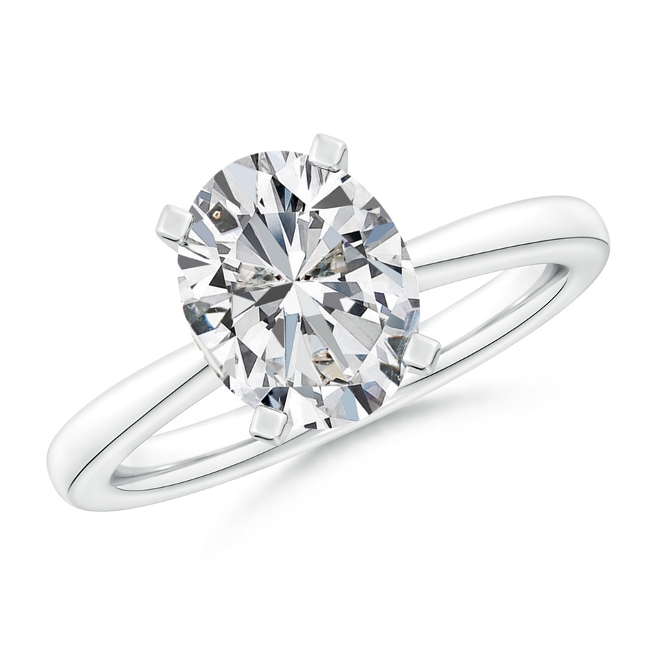 10x8mm HSI2 Oval Diamond Reverse Tapered Shank Solitaire Engagement Ring in P950 Platinum 
