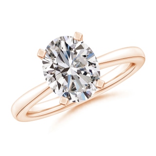 10x8mm IJI1I2 Oval Diamond Reverse Tapered Shank Solitaire Engagement Ring in 9K Rose Gold