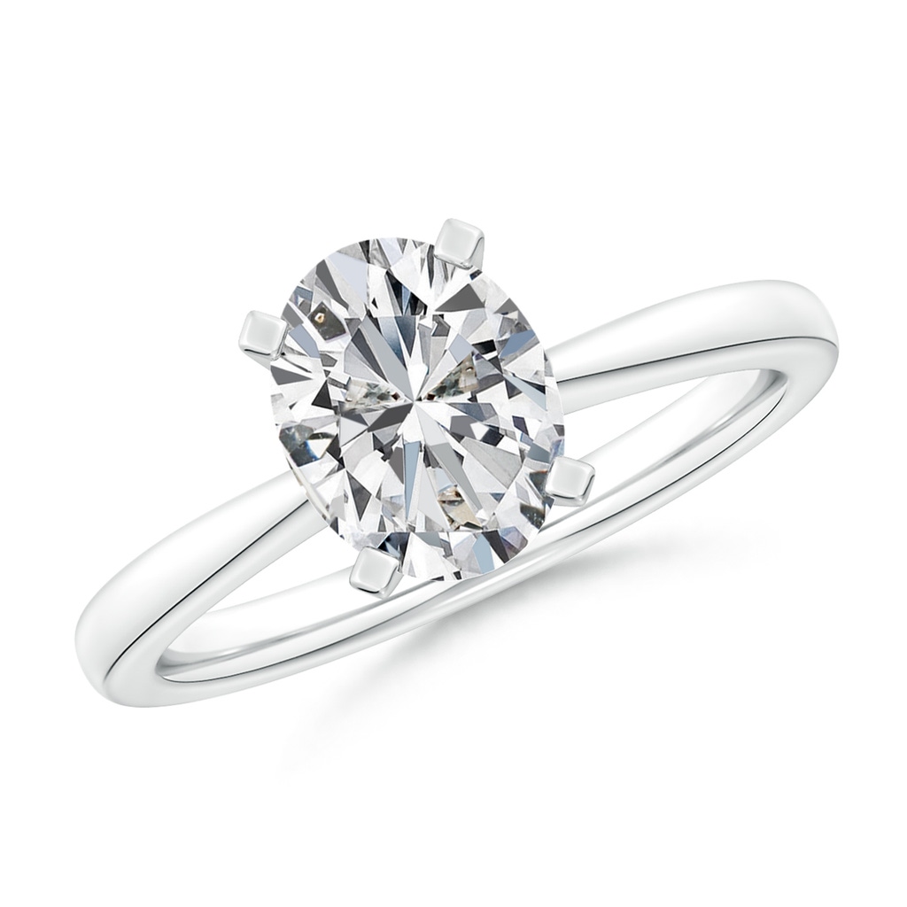 9x7mm HSI2 Oval Diamond Reverse Tapered Shank Solitaire Engagement Ring in White Gold
