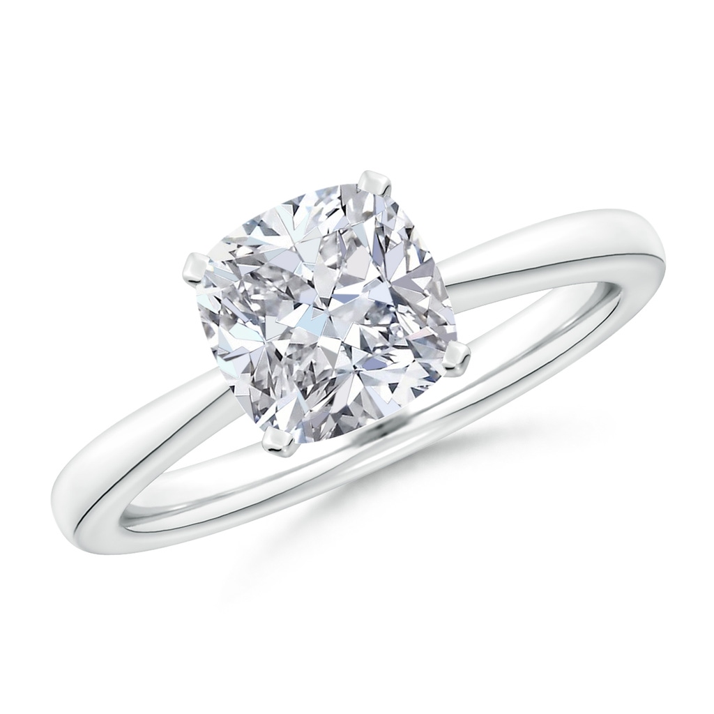 7.5mm HSI2 Cushion Diamond Reverse Tapered Shank Solitaire Engagement Ring in White Gold