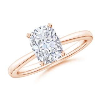 8.5x6.5mm GVS2 Cushion Rectangular Diamond Reverse Tapered Shank Solitaire Engagement Ring in Rose Gold