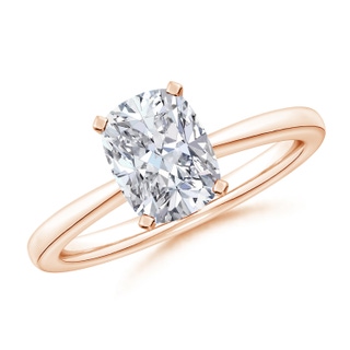 8.5x6.5mm HSI2 Cushion Rectangular Diamond Reverse Tapered Shank Solitaire Engagement Ring in Rose Gold