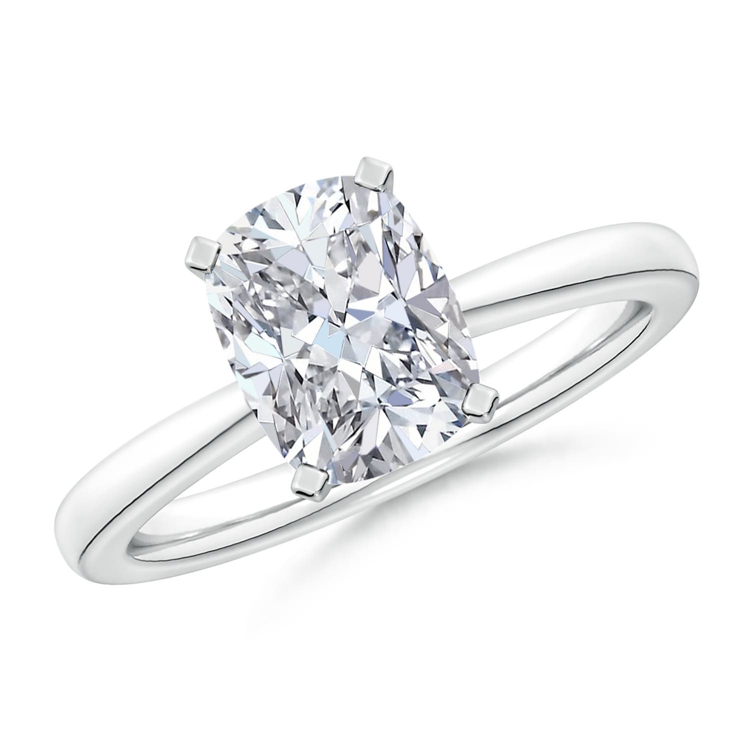 Cushion Rectangular Diamond Reverse Tapered Shank Solitaire Engagement Ring