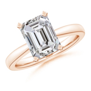 10x7.5mm IJI1I2 Emerald-Cut Diamond Reverse Tapered Shank Solitaire Engagement Ring in Rose Gold
