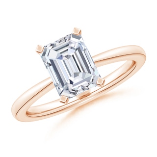 8.5x6.5mm GVS2 Emerald-Cut Diamond Reverse Tapered Shank Solitaire Engagement Ring in Rose Gold