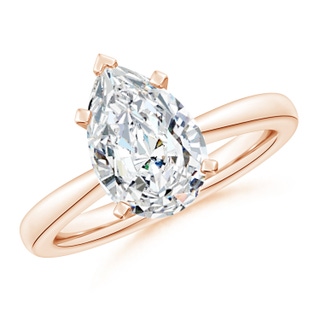 12x8mm GVS2 Pear Diamond Reverse Tapered Shank Solitaire Engagement Ring in 10K Rose Gold